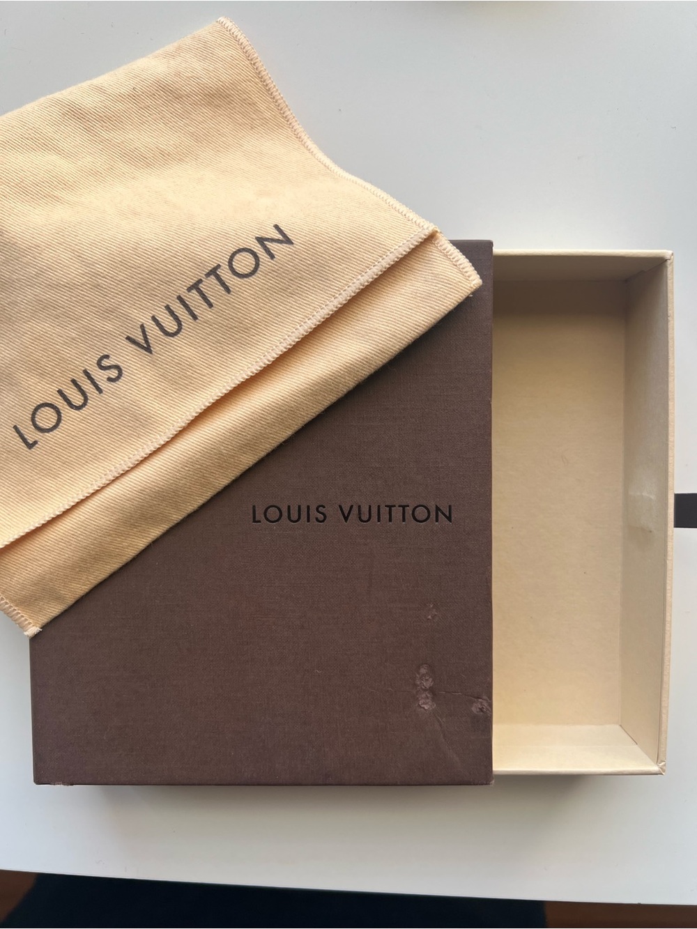 Louis Vuitton wallet box & dust bag 5”x6”